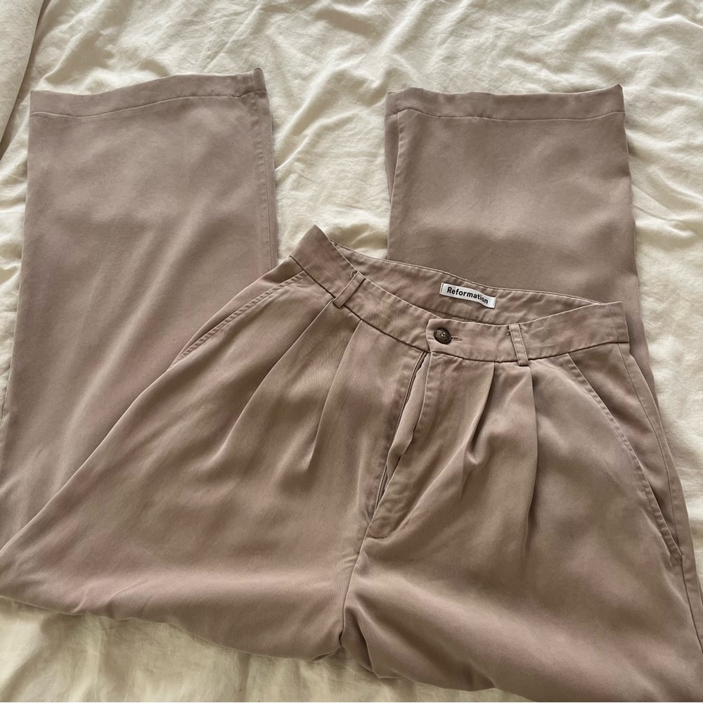 Reformation High-Waisted Khaki Slacks